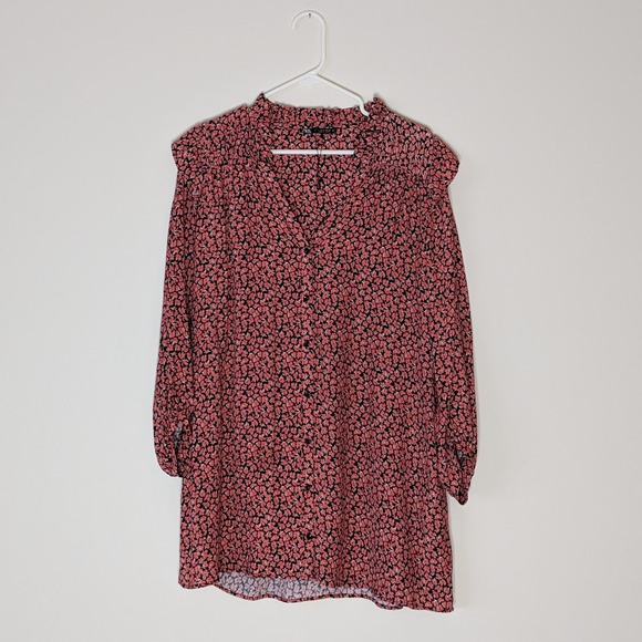 NWOT ZARA floral long sleeve tunic top, small - Picture 2 of 6